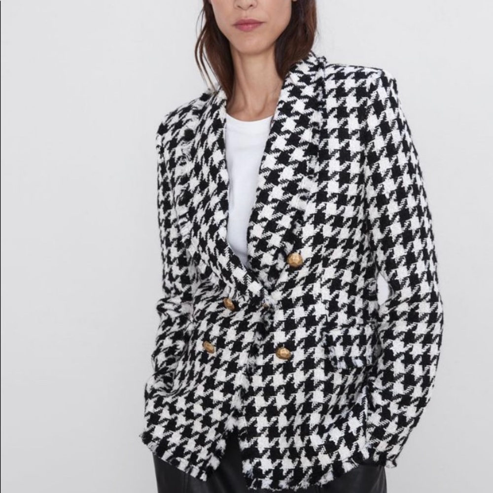 Zara houndstooth blazer